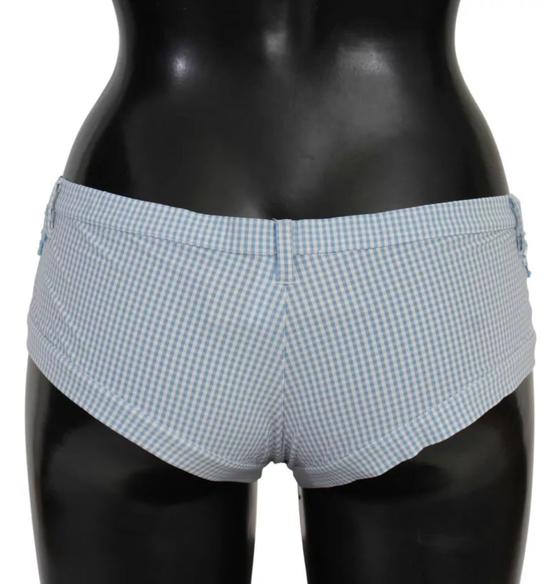 Ermanno Scervino Blue Checkered Beachwear Bottoms Swimsuit Shorts