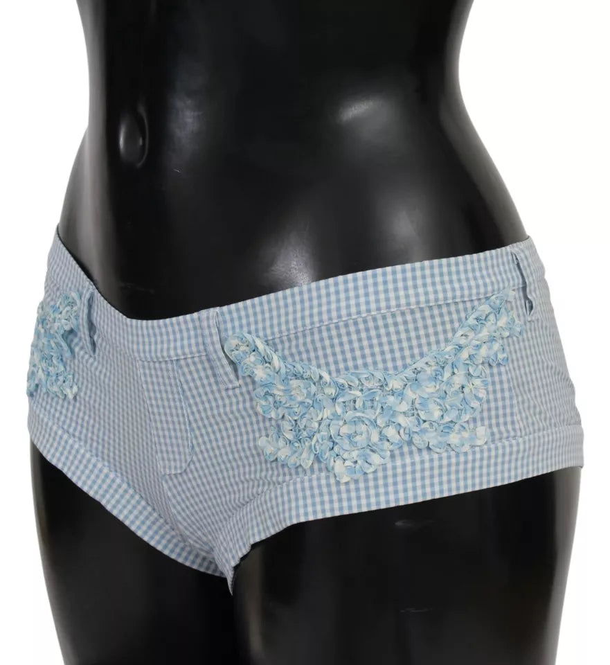 Ermanno Scervino Blue Checkered Beachwear Bottoms Swimsuit Shorts