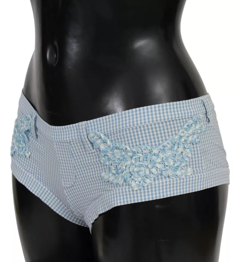 Ermanno Scervino Blue Checkered Beachwear Bottoms Swimsuit Shorts