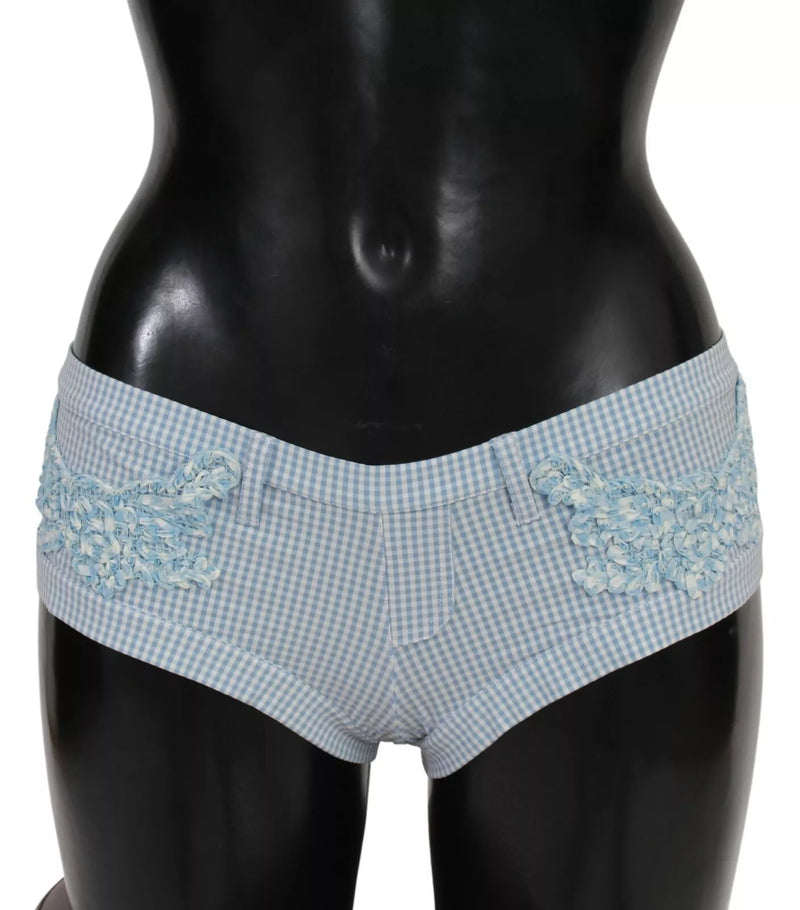Ermanno Scervino Blue Checkered Beachwear Bottoms Swimsuit Shorts