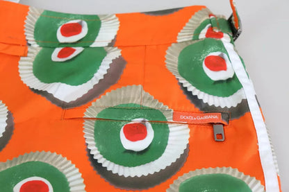 Short de bain orange à motif cupcake de Dolce &amp; Gabbana