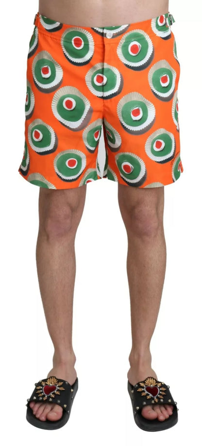 Short de bain orange à motif cupcake de Dolce &amp; Gabbana