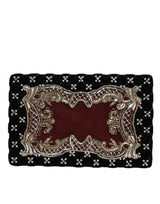 Dolce & Gabbana Bordeaux Black Velvet Gold Frame Clutch Purse
