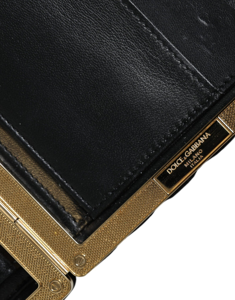 Dolce & Gabbana Bordeaux Black Velvet Gold Frame Clutch Purse