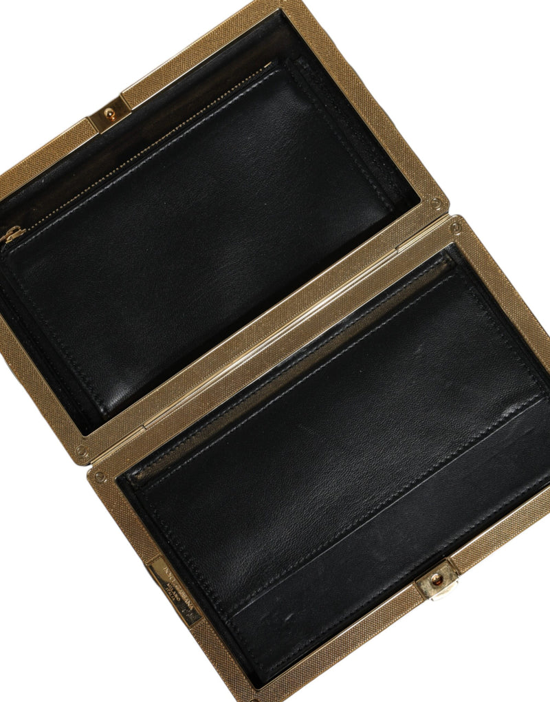 Dolce & Gabbana Bordeaux Black Velvet Gold Frame Clutch Purse