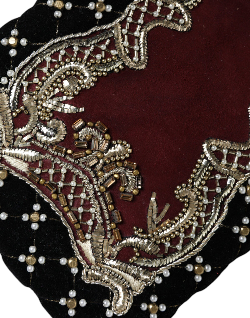 Dolce & Gabbana Bordeaux Black Velvet Gold Frame Clutch Purse