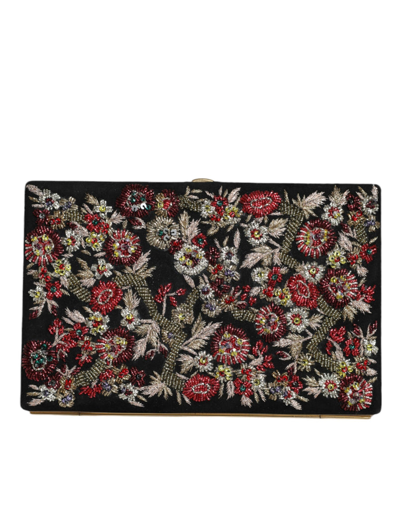 Dolce & Gabbana Clutch Soirée Multicolore Floral en Suède