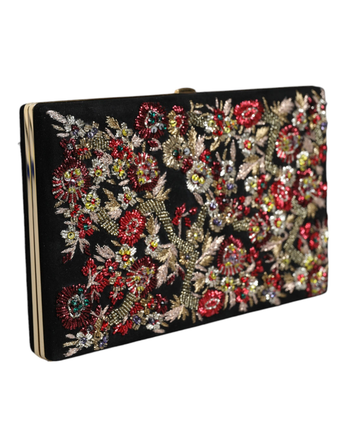 Dolce & Gabbana Clutch Soirée Multicolore Floral en Suède