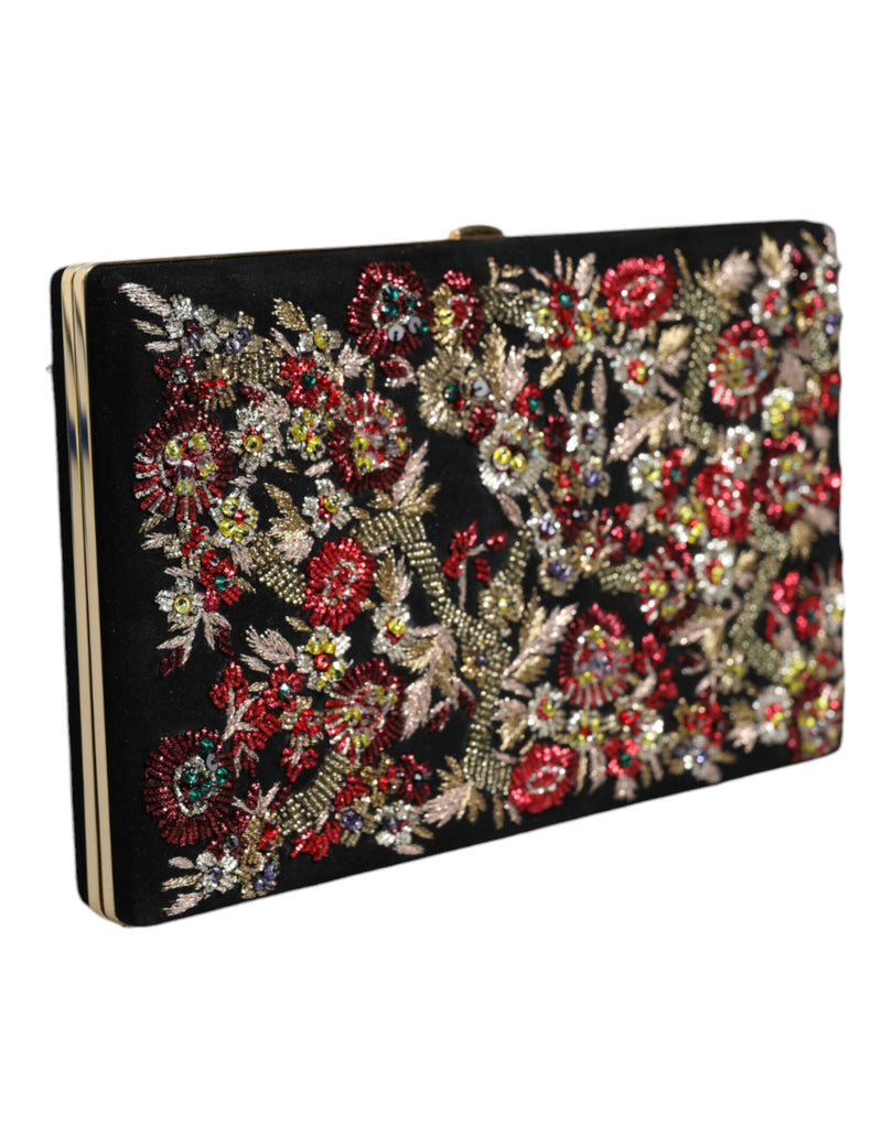 Dolce & Gabbana Clutch Soirée Multicolore Floral en Suède