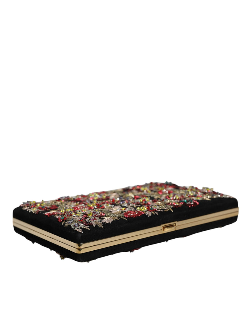 Dolce & Gabbana Clutch Soirée Multicolore Floral en Suède