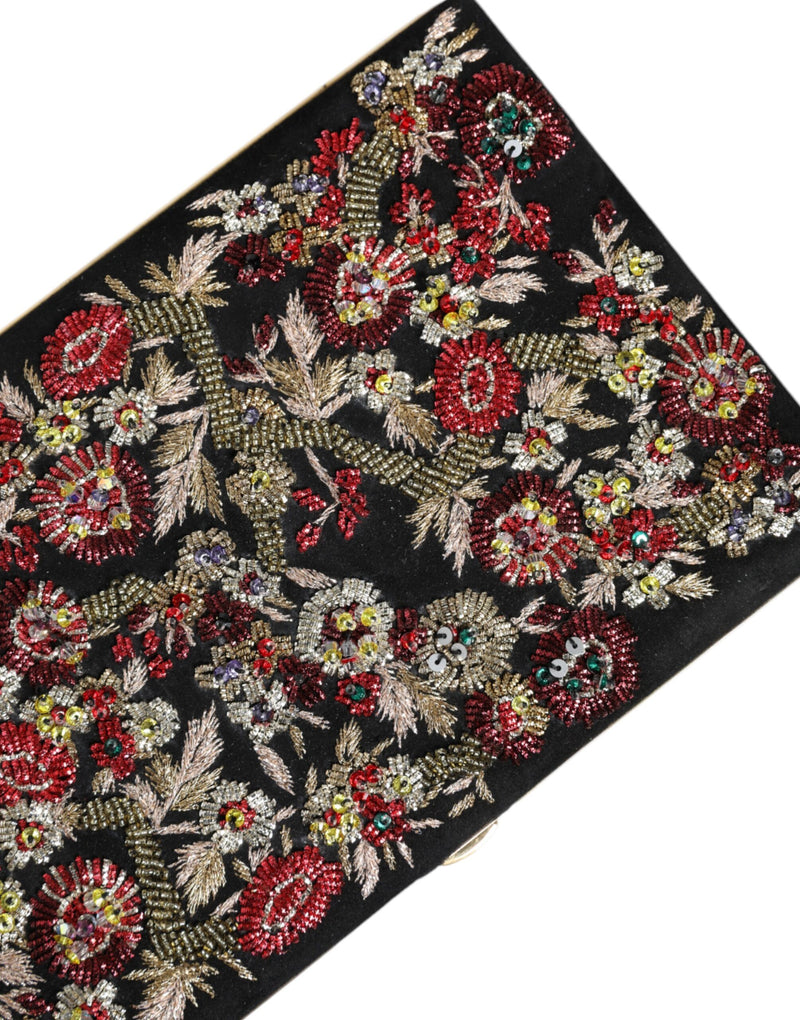 Dolce & Gabbana Clutch Soirée Multicolore Floral en Suède