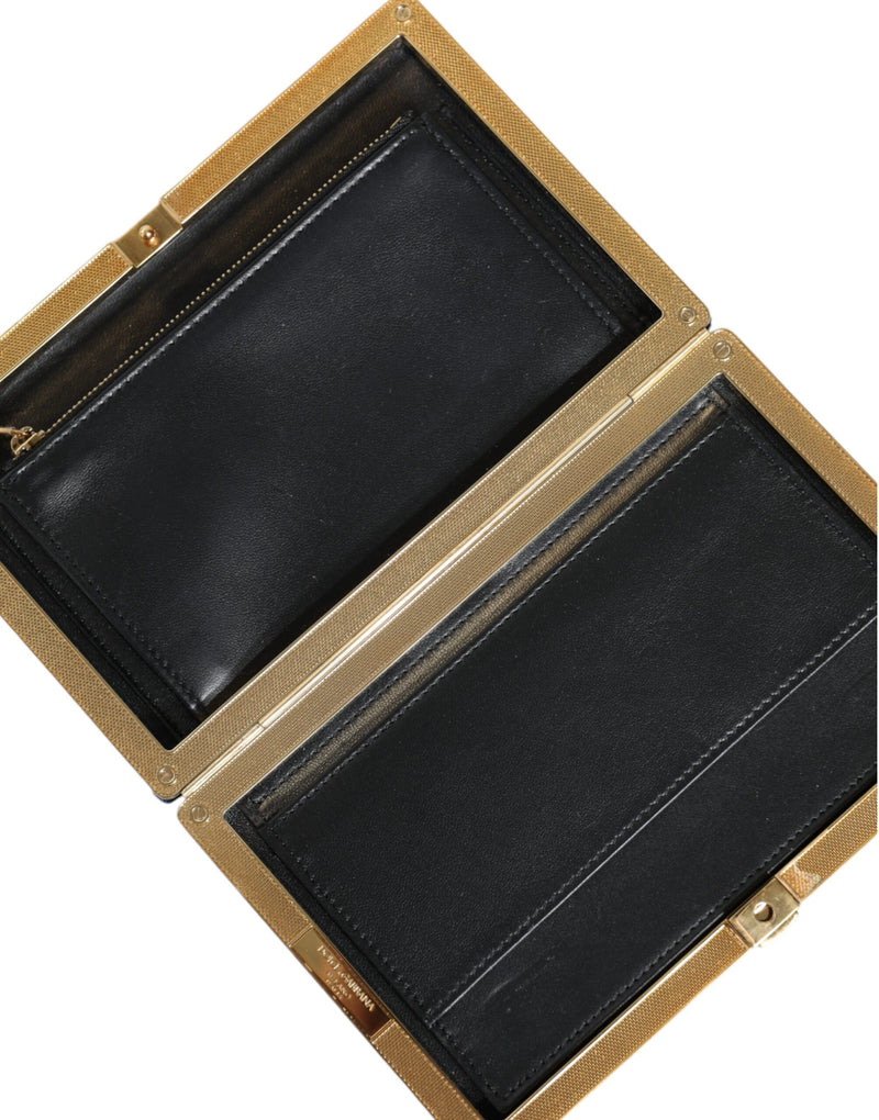 Dolce & Gabbana Blue Velvet Gold Frame Clutch Evening Purse