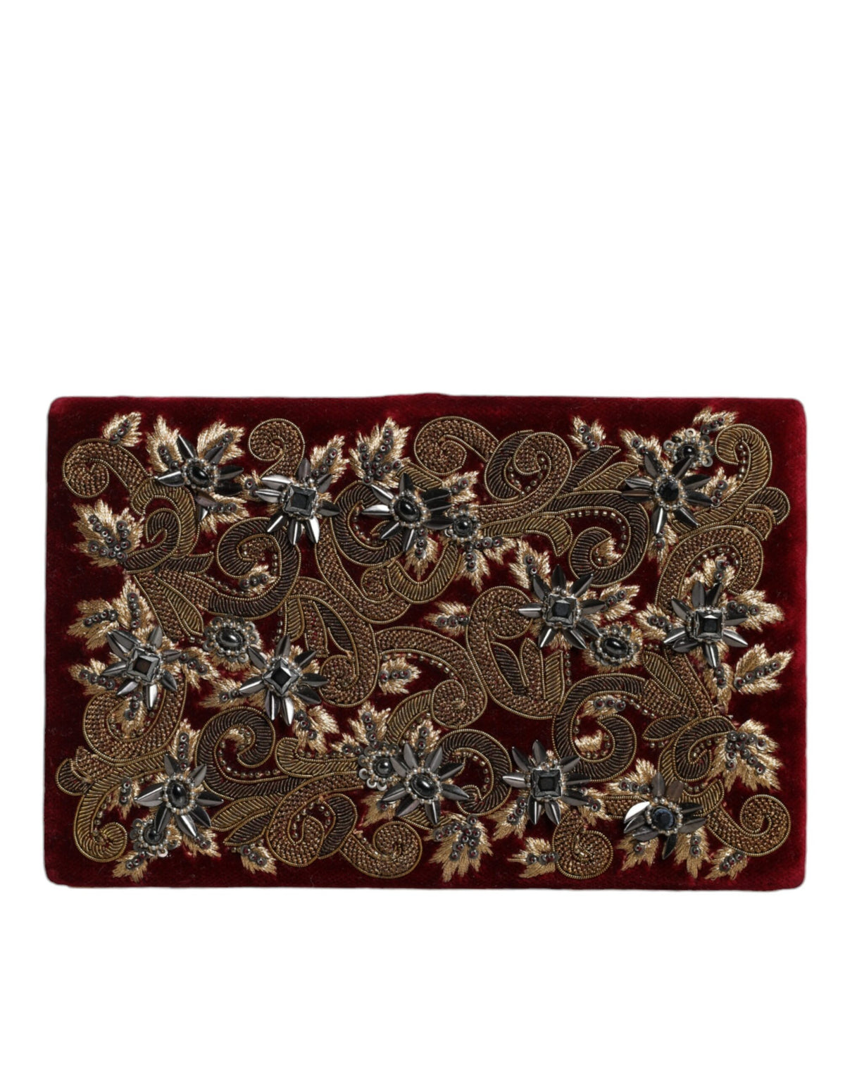 Dolce & Gabbana Red Velvet Gold Frame Clutch Evening Purse