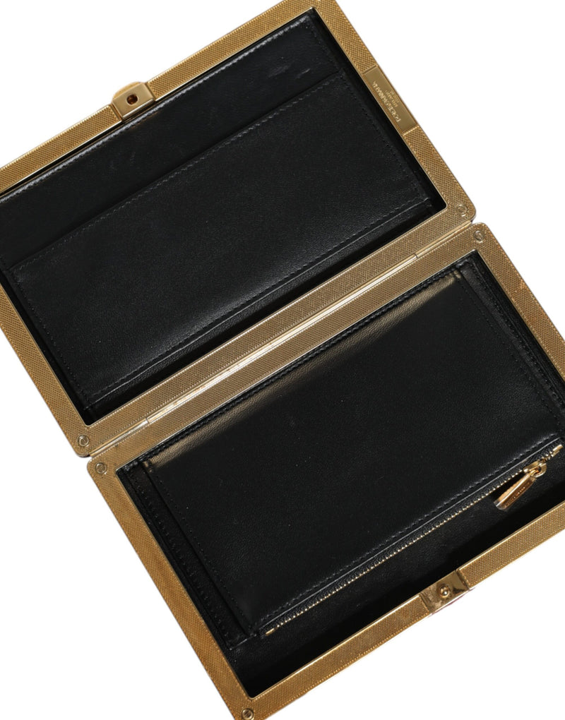 Dolce & Gabbana Red Velvet Gold Frame Clutch Evening Purse