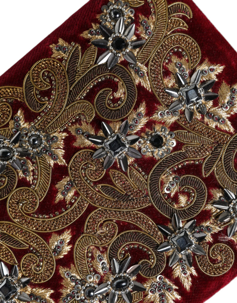 Dolce & Gabbana Red Velvet Gold Frame Clutch Evening Purse