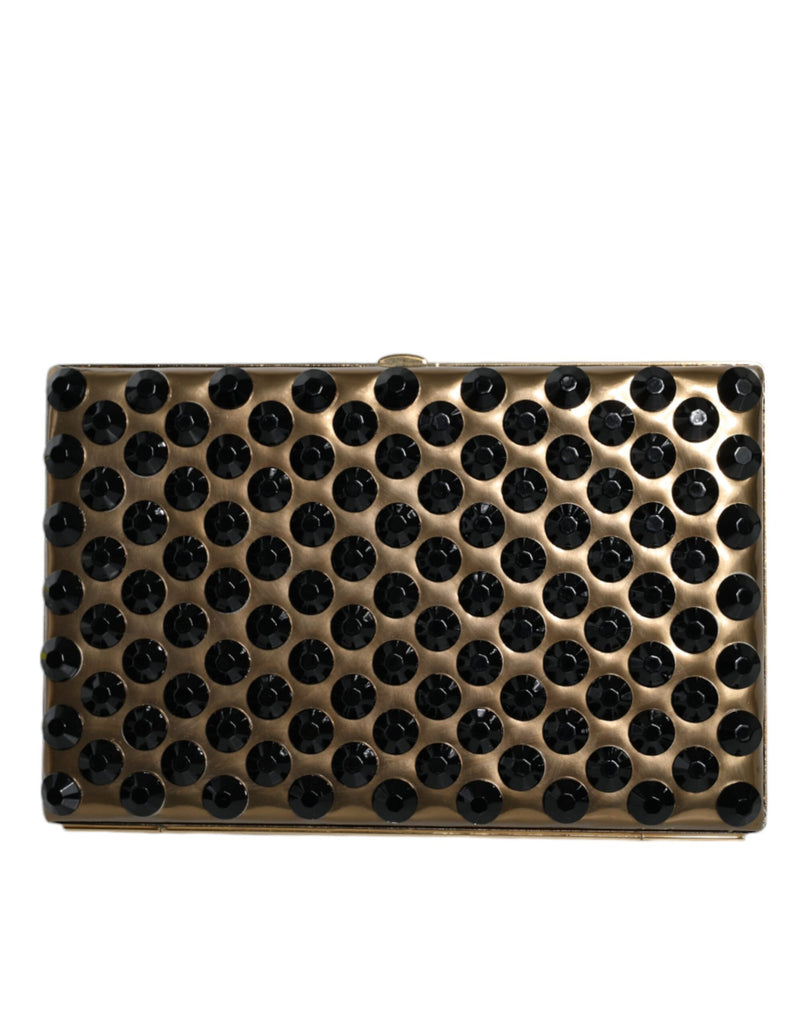 Dolce & Gabbana Gold Crystal Bifold Clutch Evening Party Purse