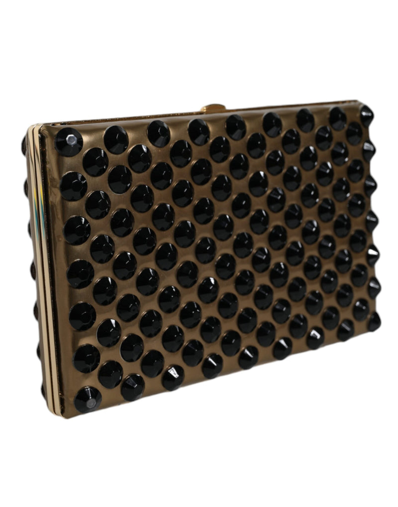 Dolce & Gabbana Gold Crystal Bifold Clutch Evening Party Purse