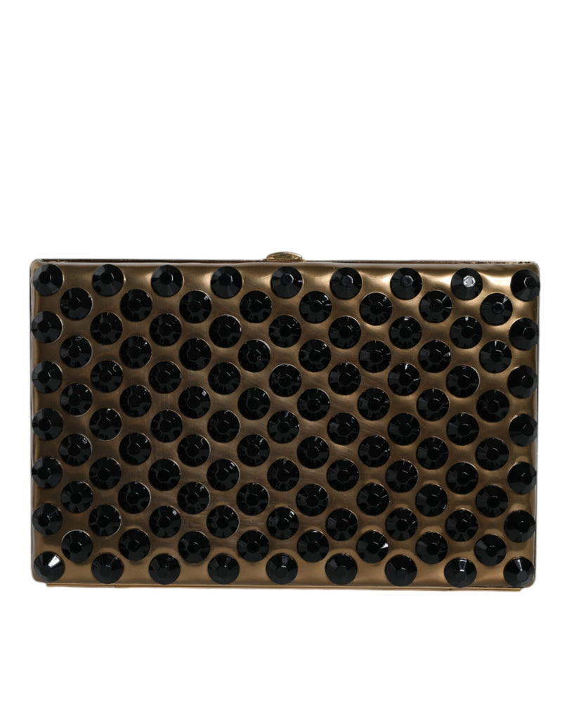 Dolce & Gabbana Gold Crystal Bifold Clutch Evening Party Purse