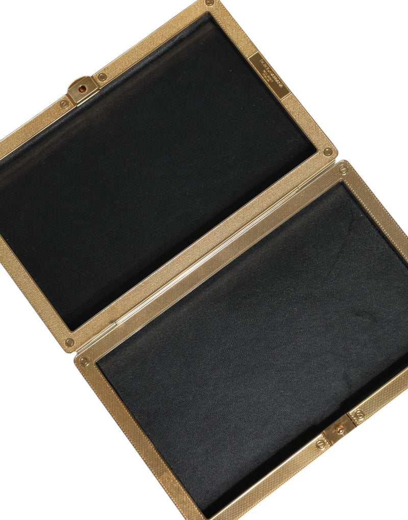 Dolce & Gabbana Gold Crystal Bifold Clutch Evening Party Purse