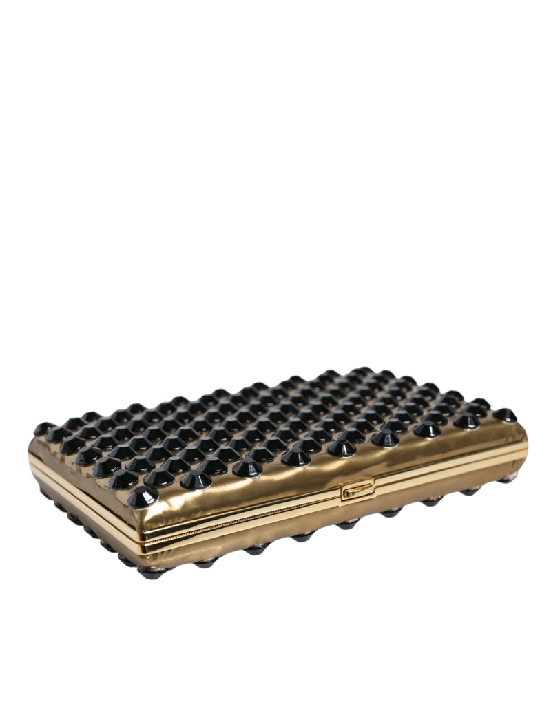 Dolce & Gabbana Gold Crystal Bifold Clutch Evening Party Purse