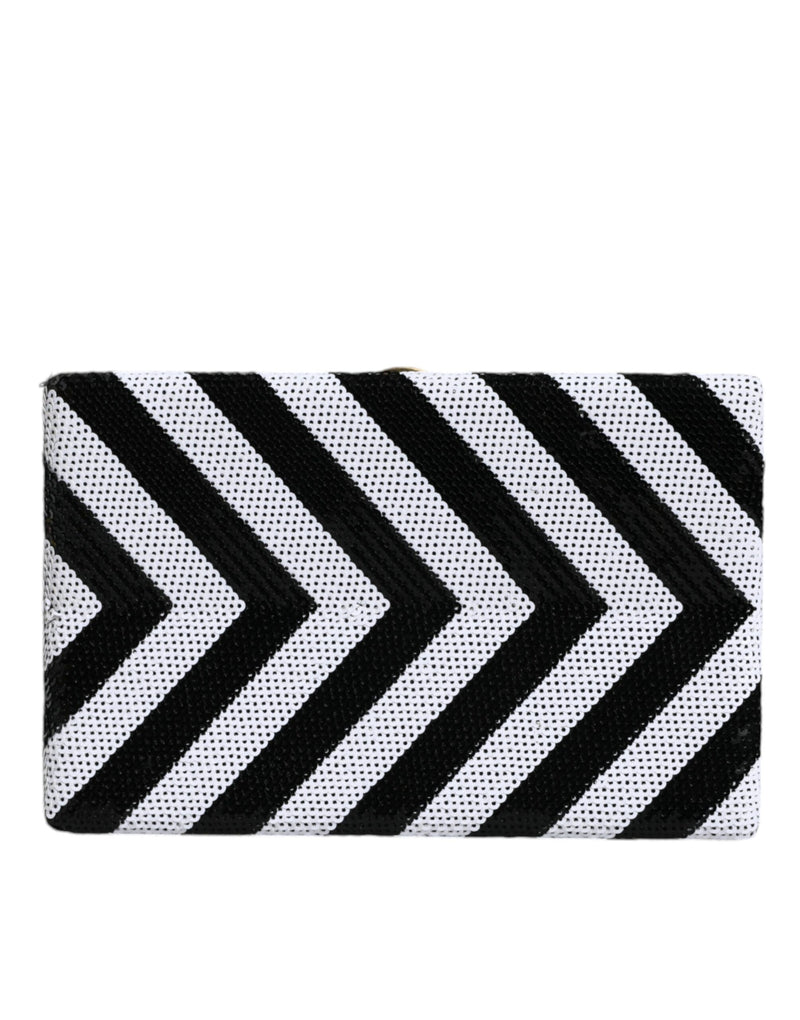 Dolce & Gabbana Black White Gold Frame Clutch Evening Purse