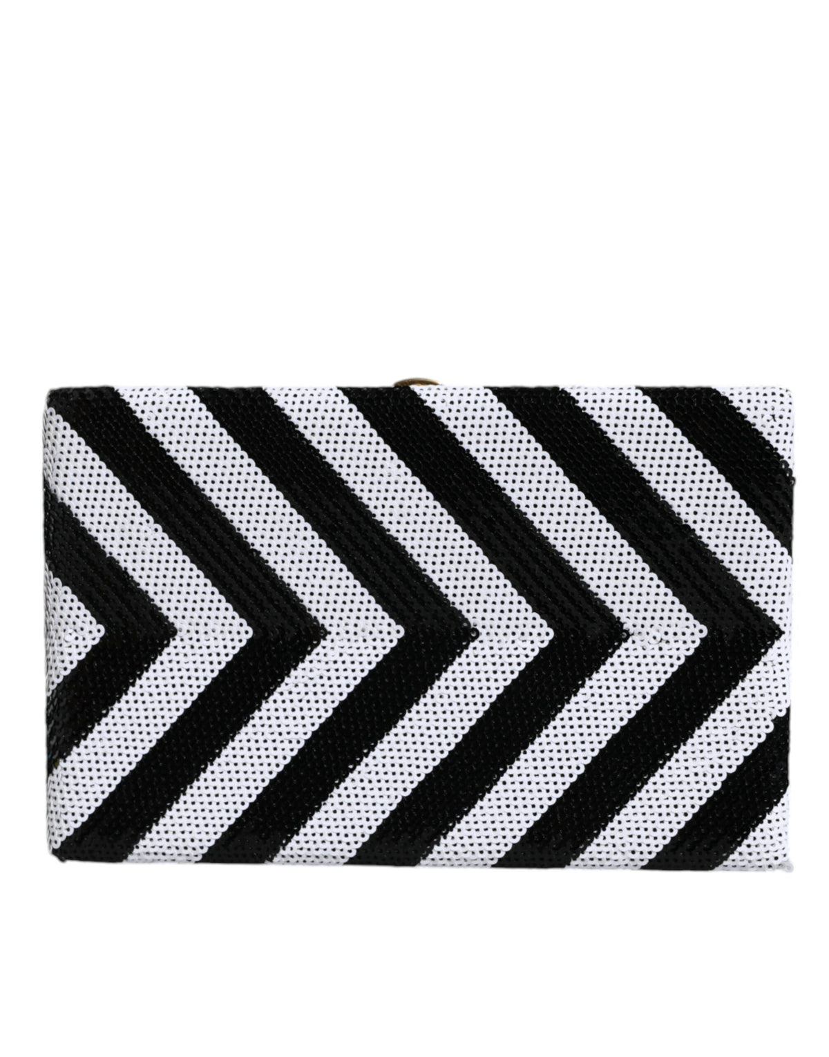 Dolce & Gabbana Black White Gold Frame Clutch Evening Purse
