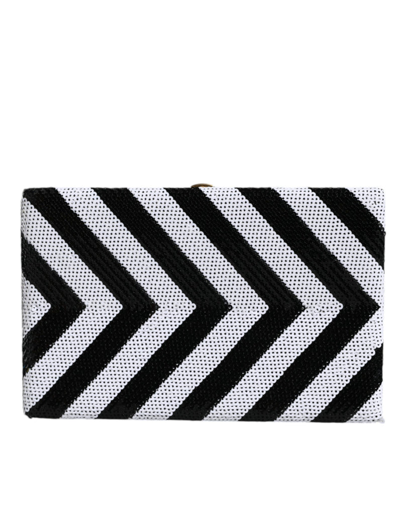 Dolce & Gabbana Black White Gold Frame Clutch Evening Purse