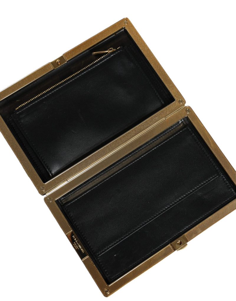 Dolce & Gabbana Black White Gold Frame Clutch Evening Purse