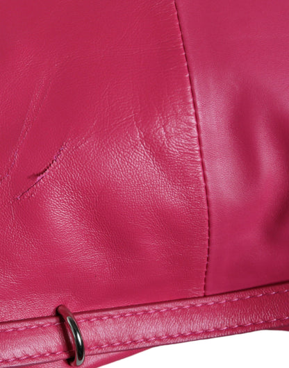 Sac fourre-tout à bandoulière en cuir rose fuchsia Patrizia Pepe