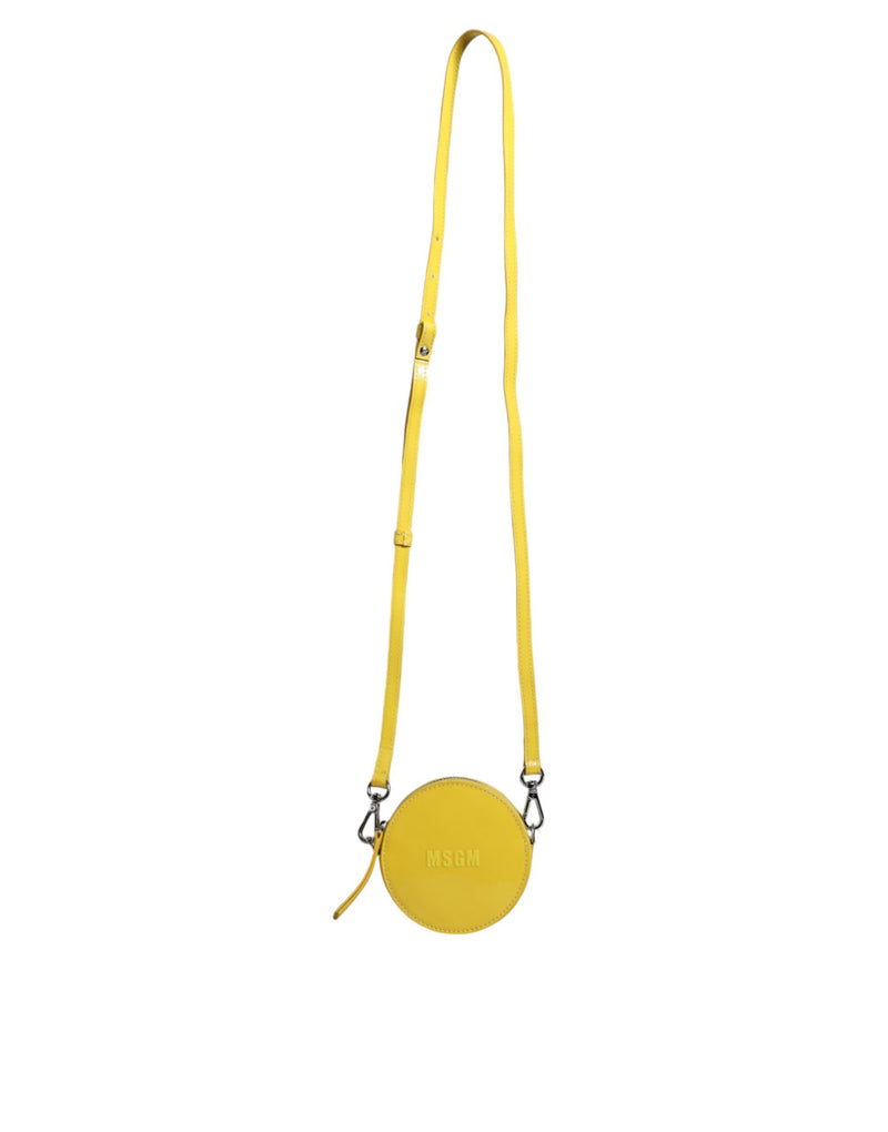 MSGM Sac Rond en Cuir Jaune avec Logo pour Femme