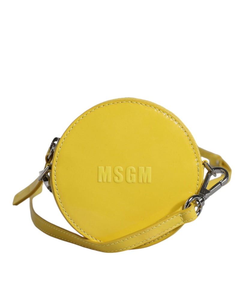 MSGM Sac Rond en Cuir Jaune avec Logo pour Femme