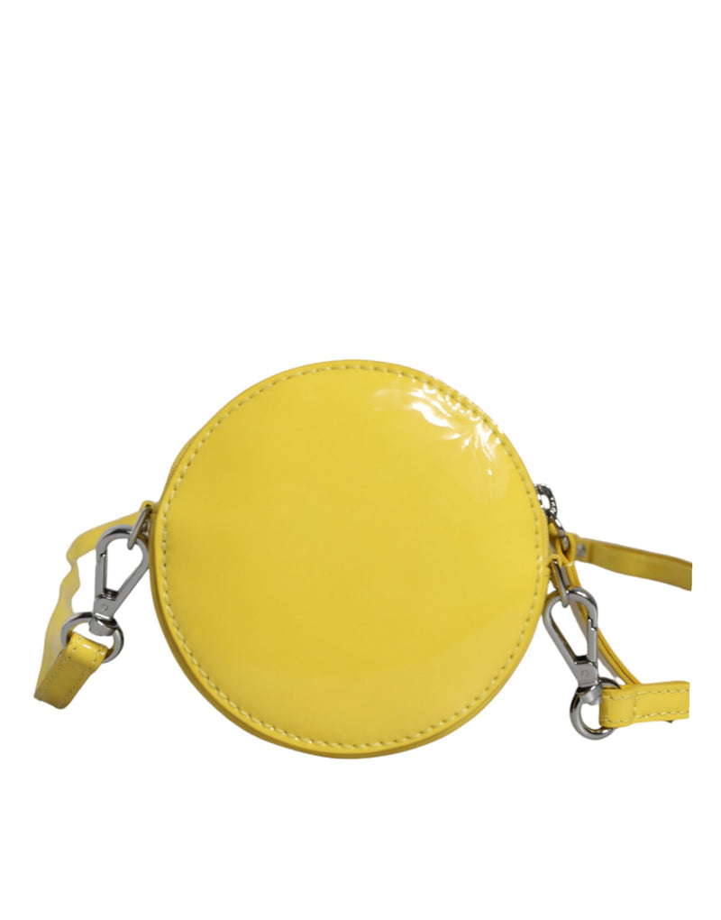 MSGM Sac Rond en Cuir Jaune avec Logo pour Femme