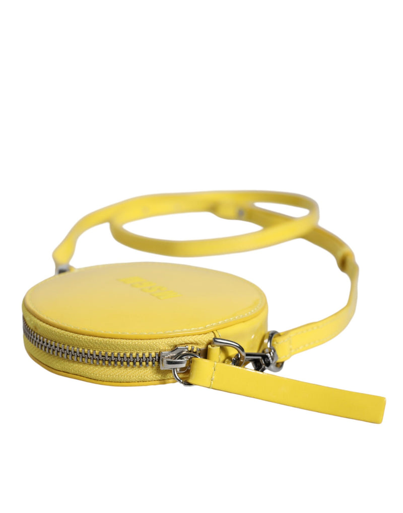 MSGM Sac Rond en Cuir Jaune avec Logo pour Femme