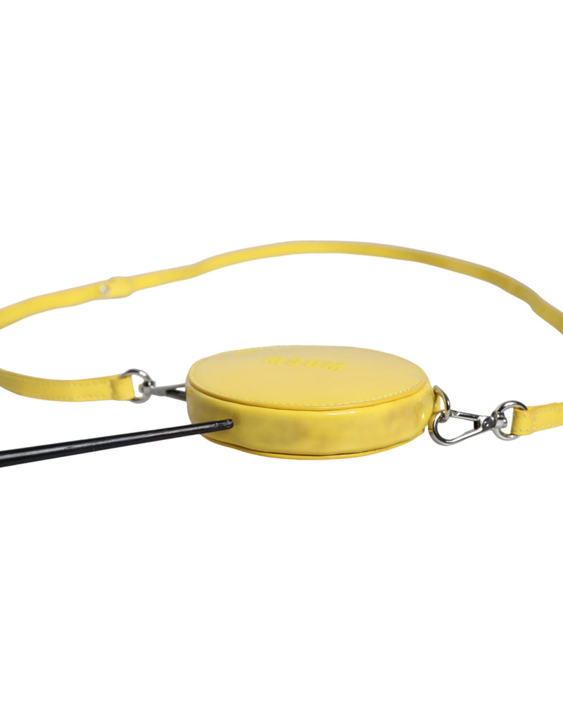 MSGM Sac Rond en Cuir Jaune avec Logo pour Femme