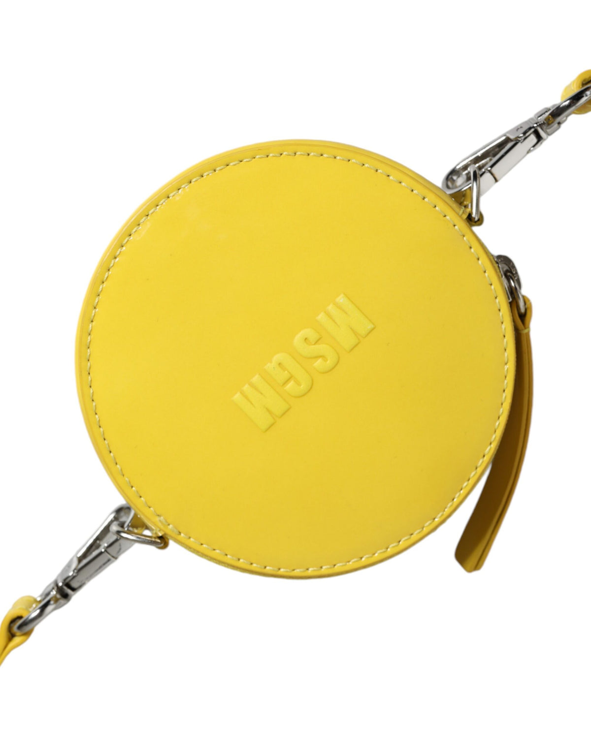 MSGM Sac Rond en Cuir Jaune avec Logo pour Femme