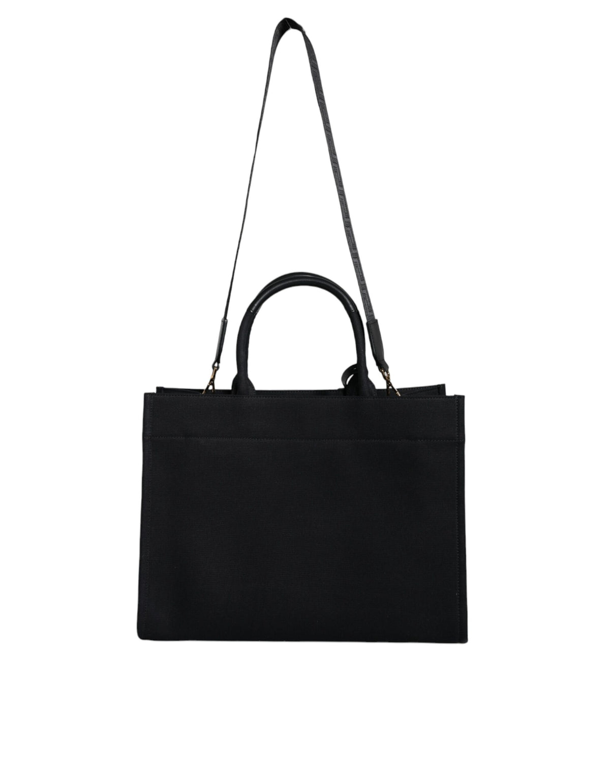 Sac à main en toile et cuir noir Versace avec logo