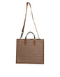 Versace Brown Top Handle Jacquard Leather Logo Crossbody Tote Bag