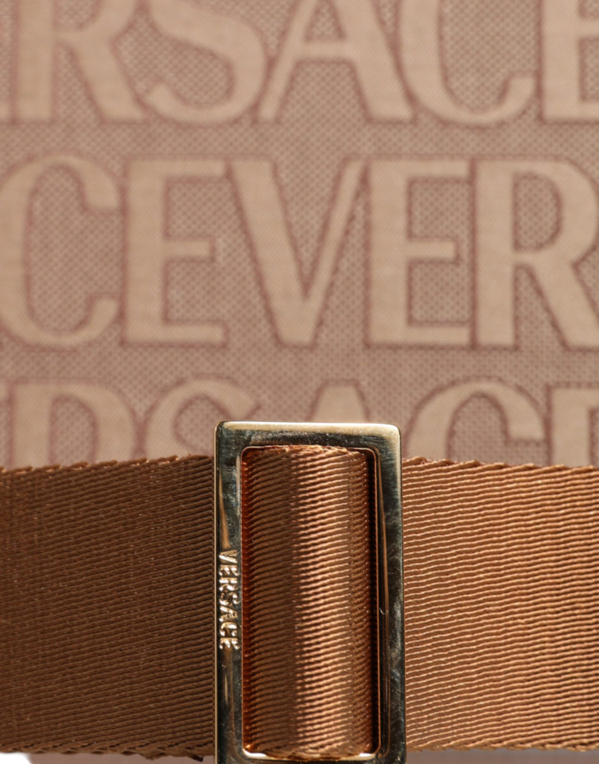 Sac à main Versace en cuir jacquard marron avec logo