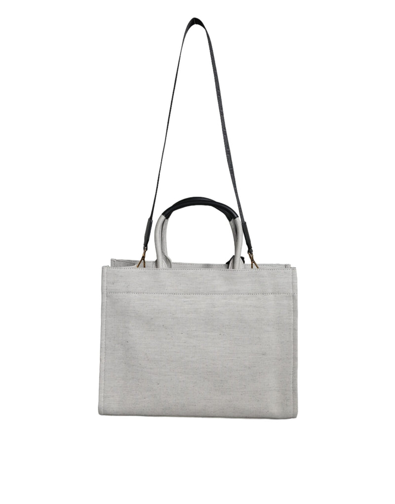 Sac à main en toile et cuir blanc Versace - Modèle logo