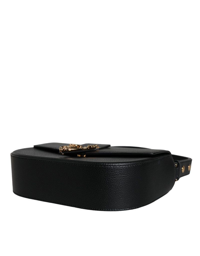 Sac à bandoulière en cuir grainé noir Versace