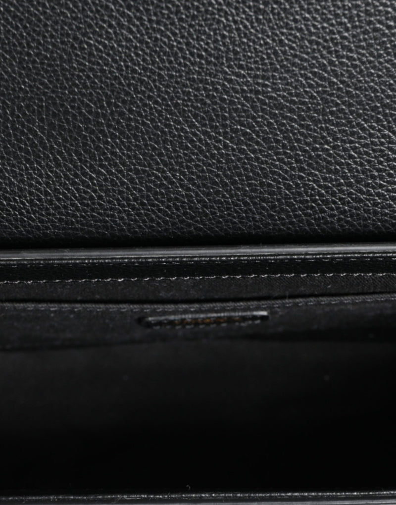 Sac à bandoulière en cuir grainé noir Versace