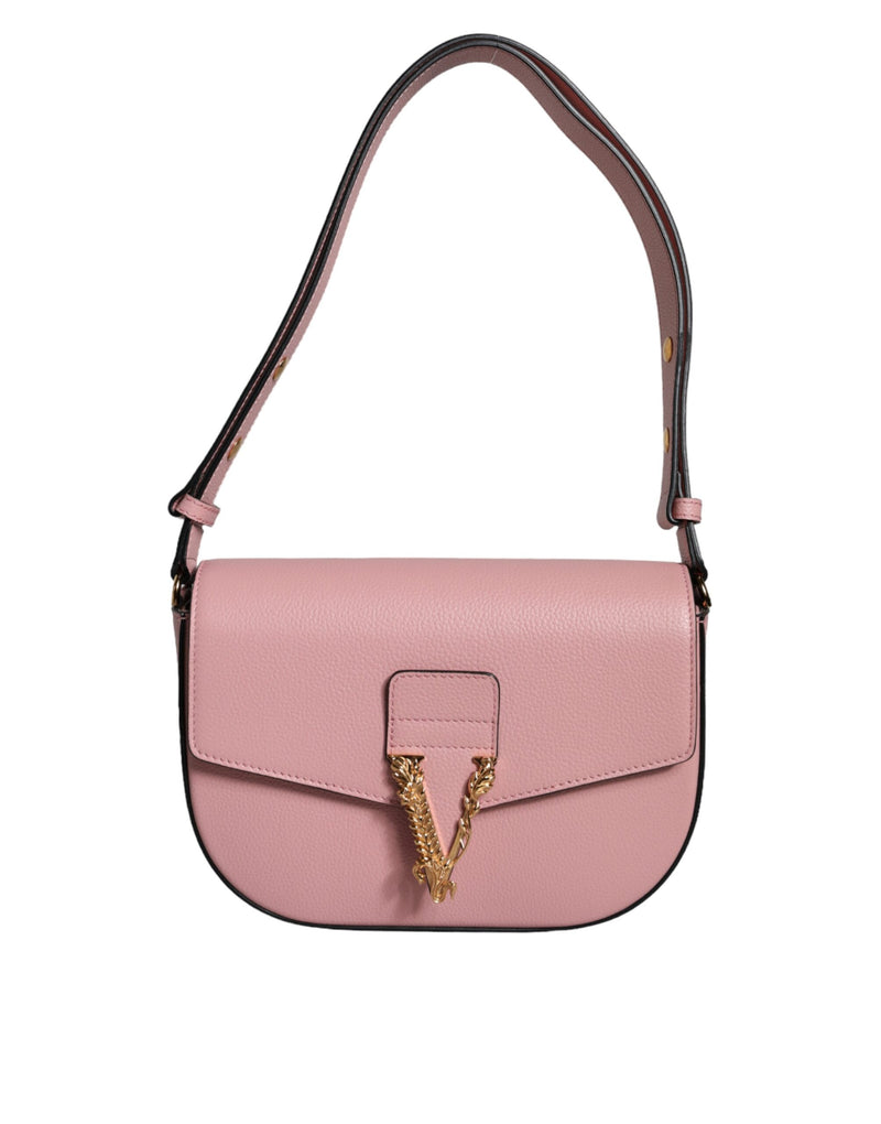 Sac à bandoulière Versace en cuir grainé rose avec logo