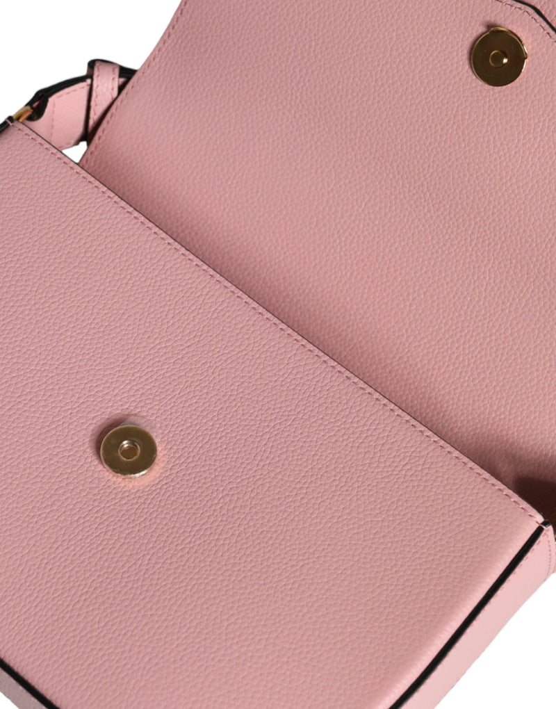 Sac à bandoulière Versace en cuir grainé rose avec logo