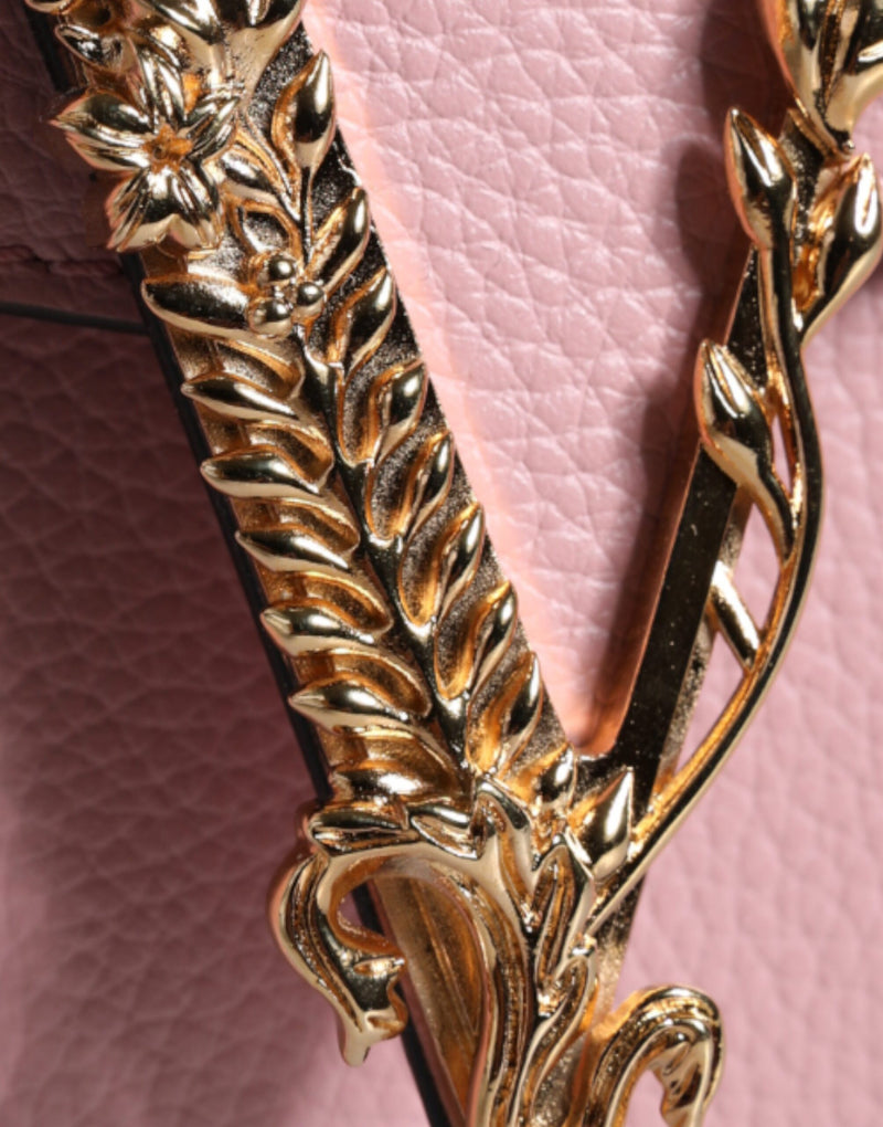 Sac à bandoulière Versace en cuir grainé rose avec logo