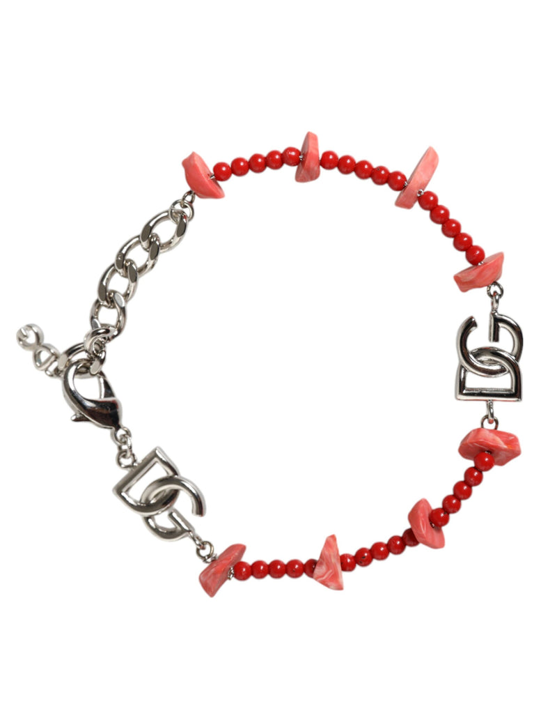 Bracelet Chaîne DG Logo en Laiton Argenté et Résine - Dolce & Gabbana