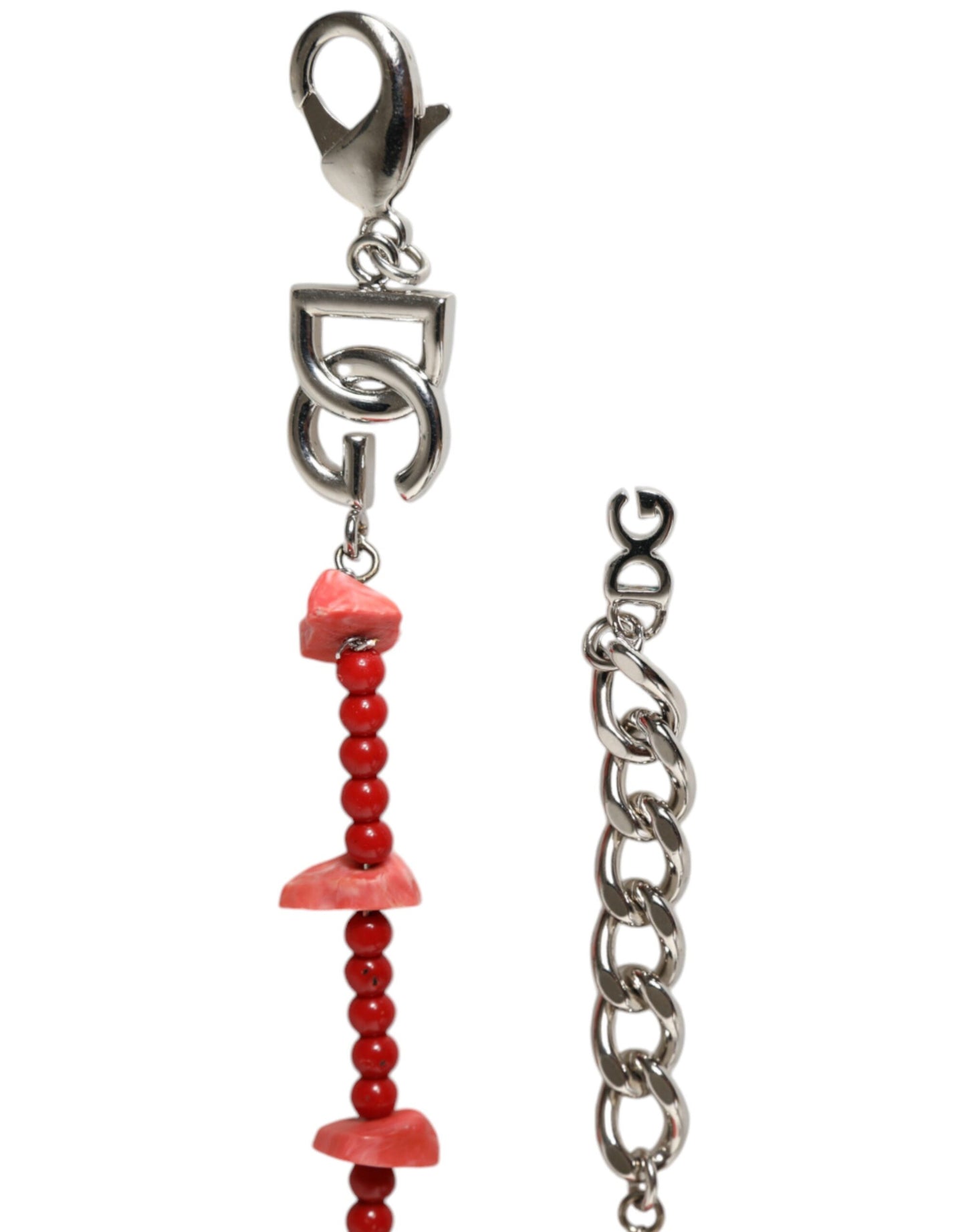 Dolce & Gabbana zilverkleurige DG-logo-kettingarmband met kralen van messing