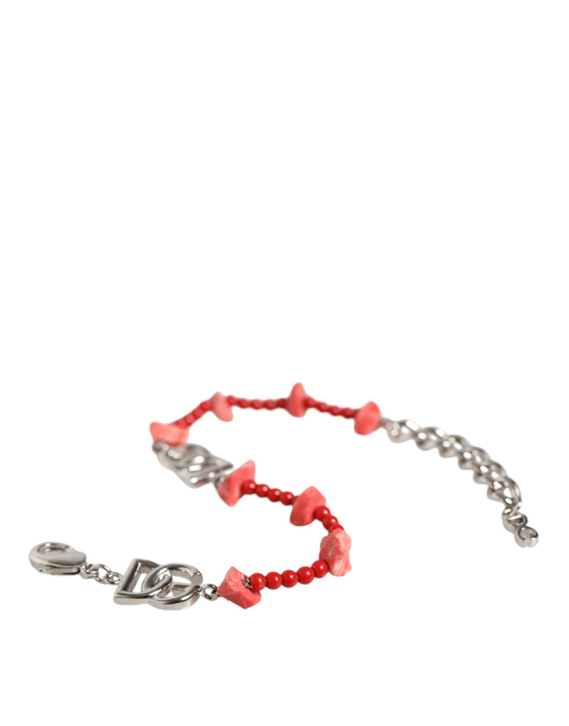 Bracelet Chaîne DG Logo en Laiton Argenté et Résine - Dolce & Gabbana