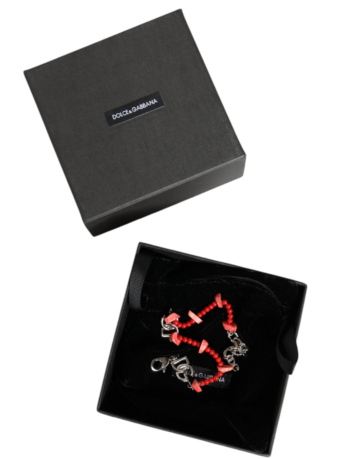 Bracelet Chaîne DG Logo en Laiton Argenté et Résine - Dolce & Gabbana