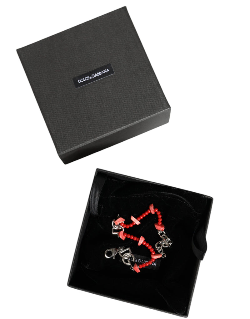 Bracelet Chaîne DG Logo en Laiton Argenté et Résine - Dolce & Gabbana