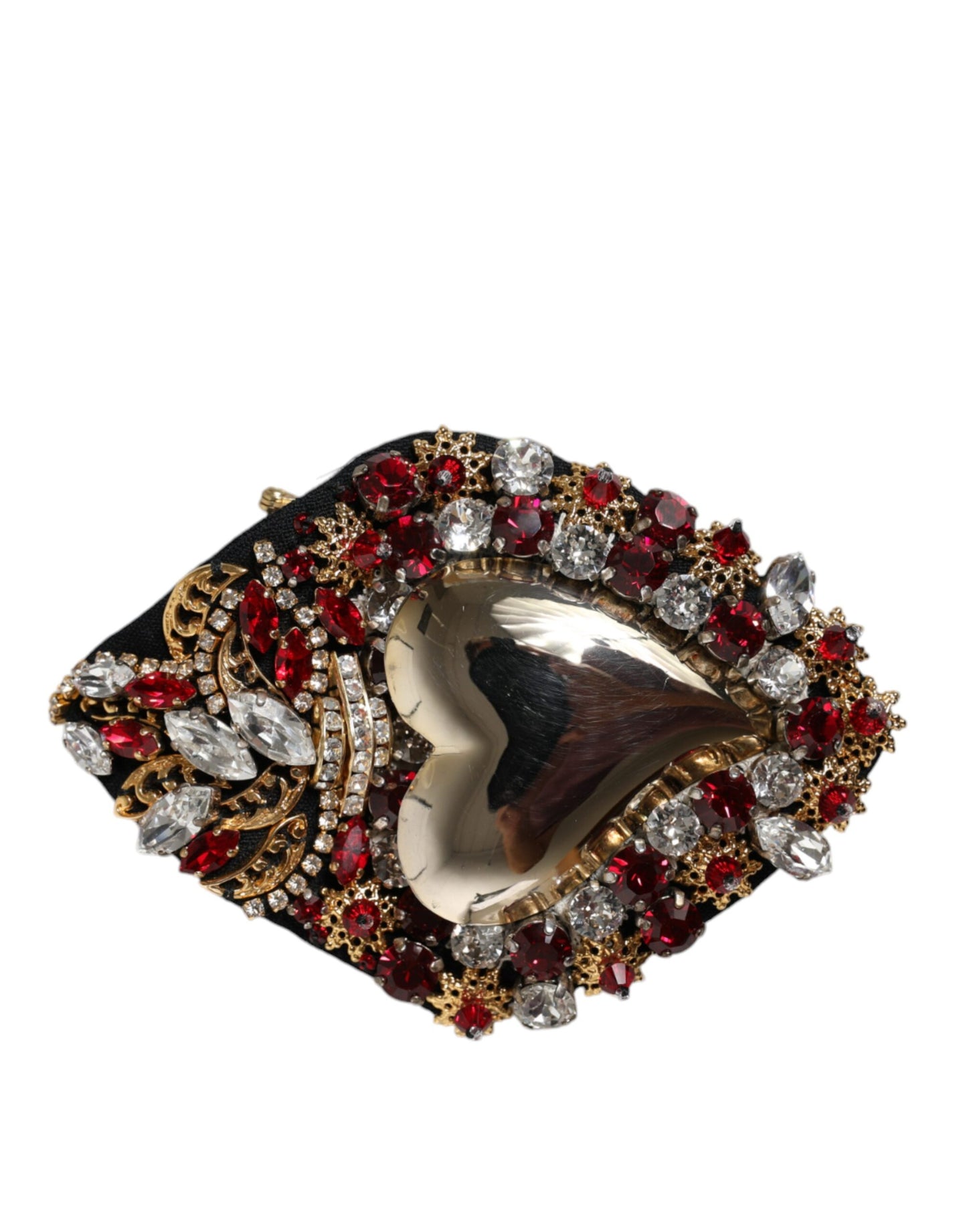 Dolce & Gabbana Gouden Messing Sacred Heart Kristal Versierde Broche